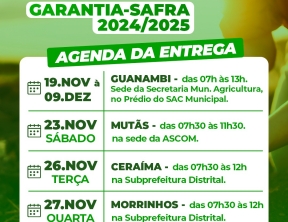 Secretaria de Agricultura de Guanambi divulga cronograma de entrega dos boletos do Garantia Safra 2024/2025