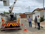 Representantes da Câmara, PMG e Consórcio acompanham trabalho de manutenção da iluminação pública feito pelo Consórcio-CONCIP