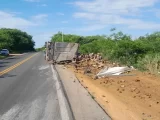 BR-030: Carreta carregada com manga tomba na Serra dos Brindes em Guanambi