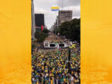 Ato “Acorda Brasil” reúne manifestantes na Avenida Paulista com presença de Flávio Bolsonaro