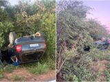 Carro capota na BA-263 entre Sebastião Laranjeiras e Mandiroba; dois jovens de Palmas de Monte Alto estavam no veículo