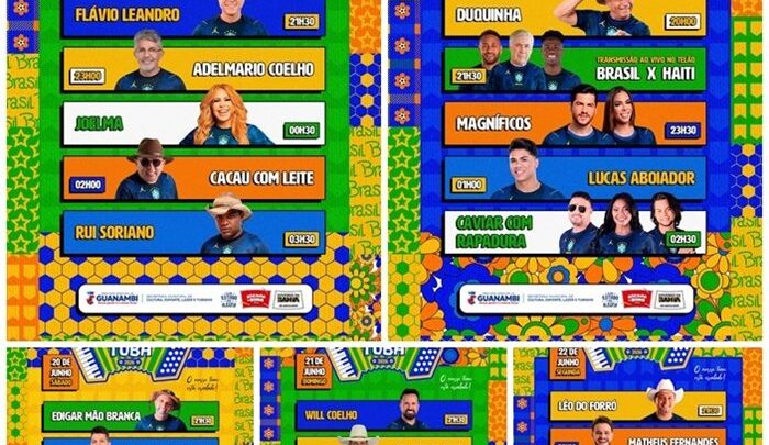 Prefeitura de Guanambi divulga programação oficial com horários das atrações musicais do São João do Gurutuba