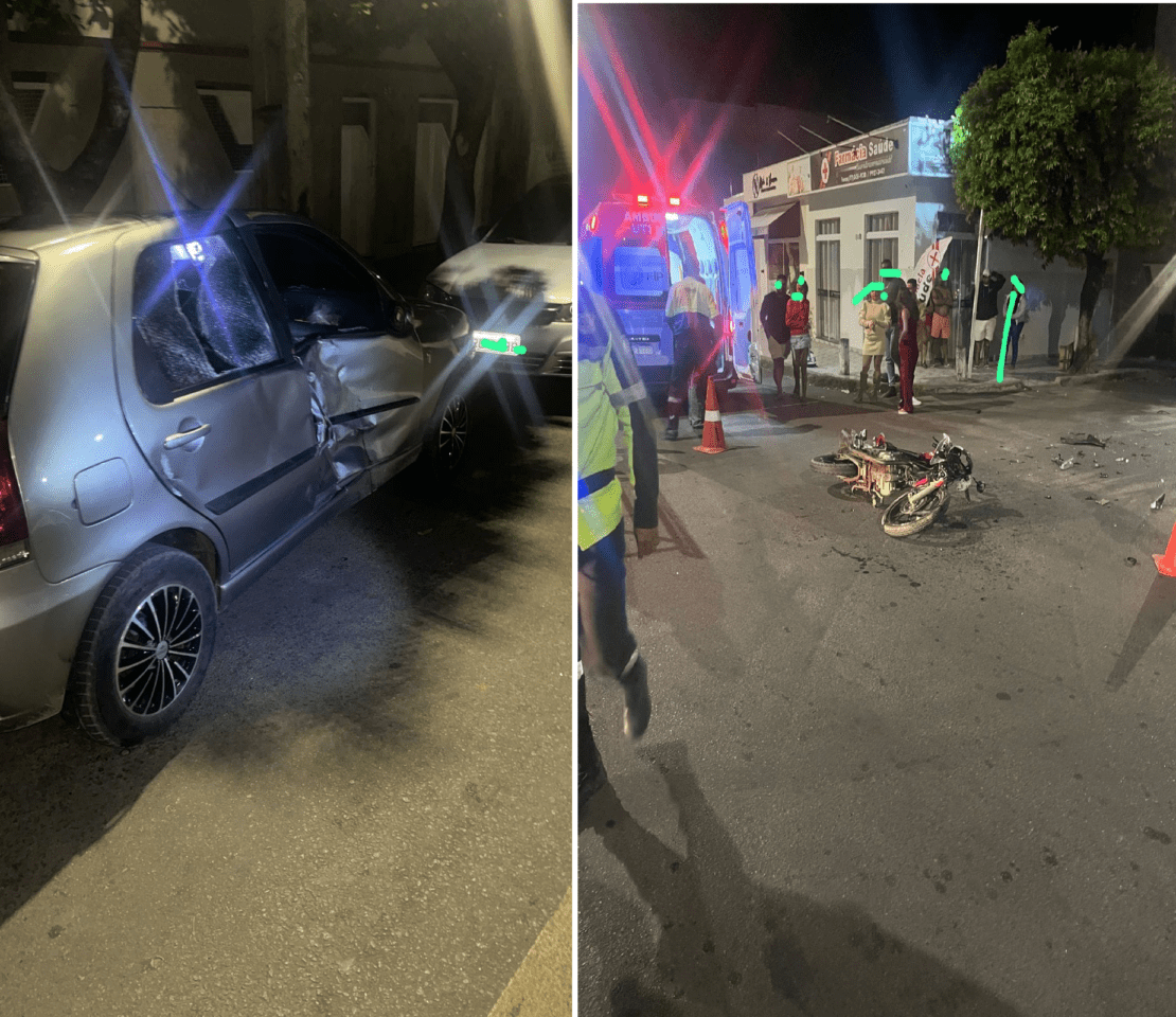 Adolescente fica gravemente ferido após colisão entre carro e motocicleta em Guanambi