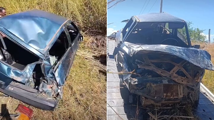 Pastor escapa sem ferimentos após carro capotar três vezes na BR-122, em Guanambi