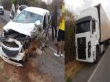 Motorista fica preso às ferragens após colisão entre carro e caminhão na BR-122, entre Pindaí e Urandi
