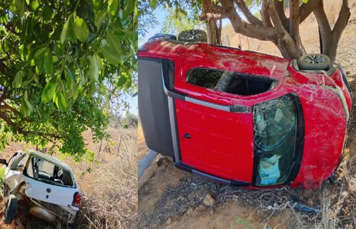 Colisão entre dois carros deixa três pessoas feridas na BA-938, em Guanambi